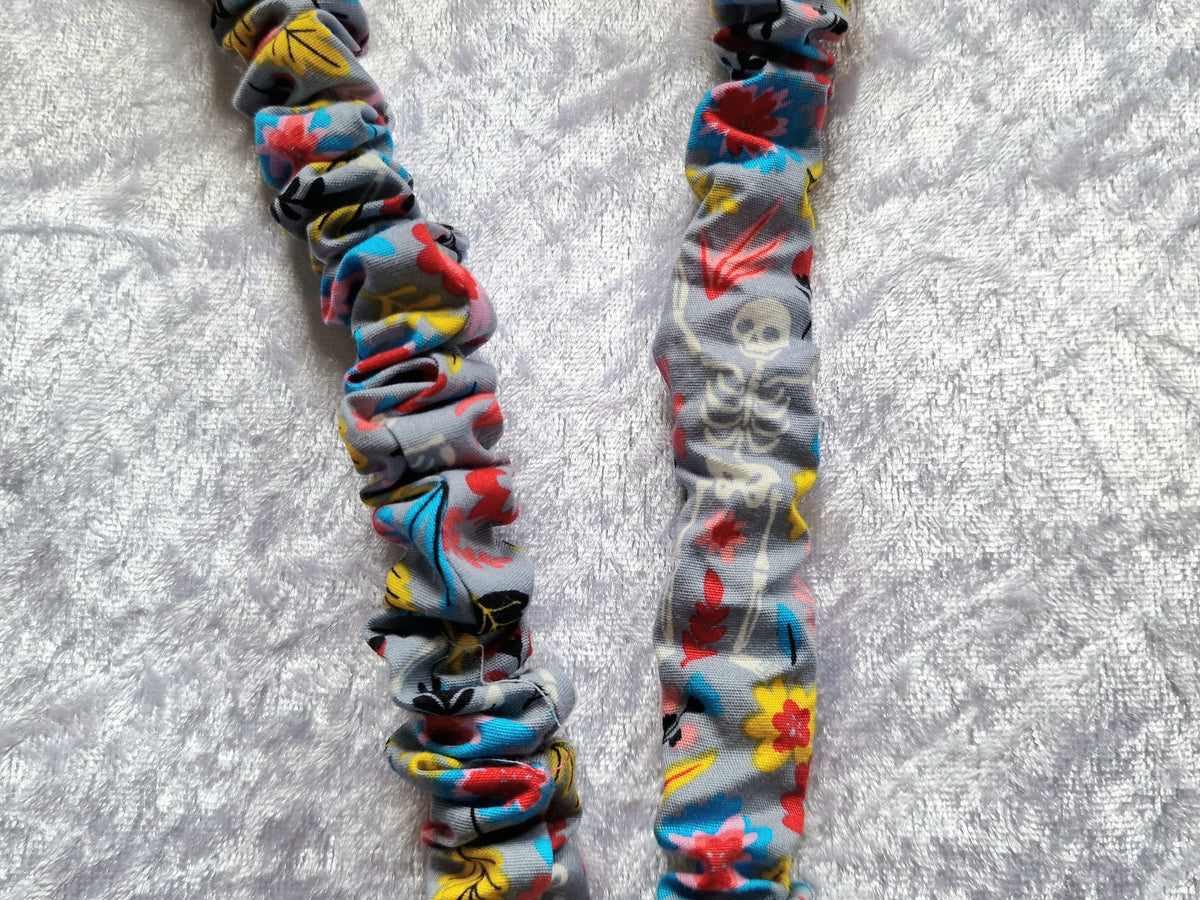 Floral Skeleton Scrunchie Lanyard with Breakaway Clasp – Handmade UK