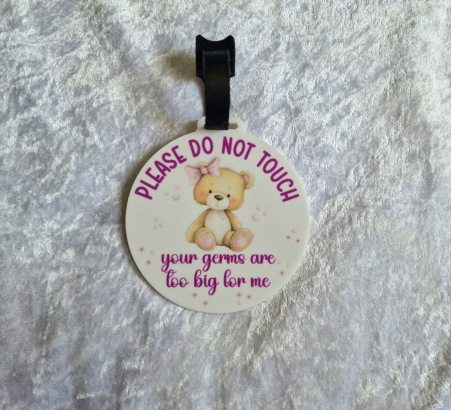 Pink Bear Do Not Touch Pram Tag