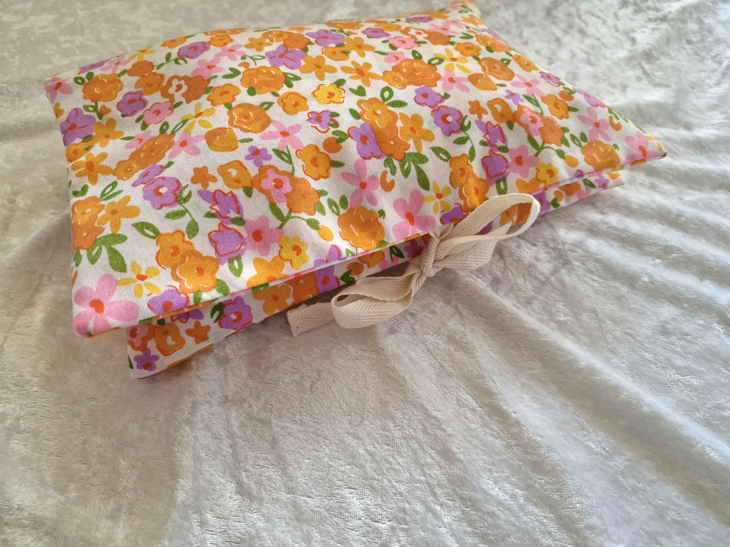 Orange Floral Nappy and Wipe Pouch