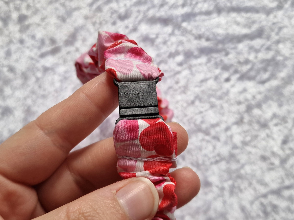 Pink & Red Heart Scrunchie Lanyard with Breakaway Clasp – Handmade UK