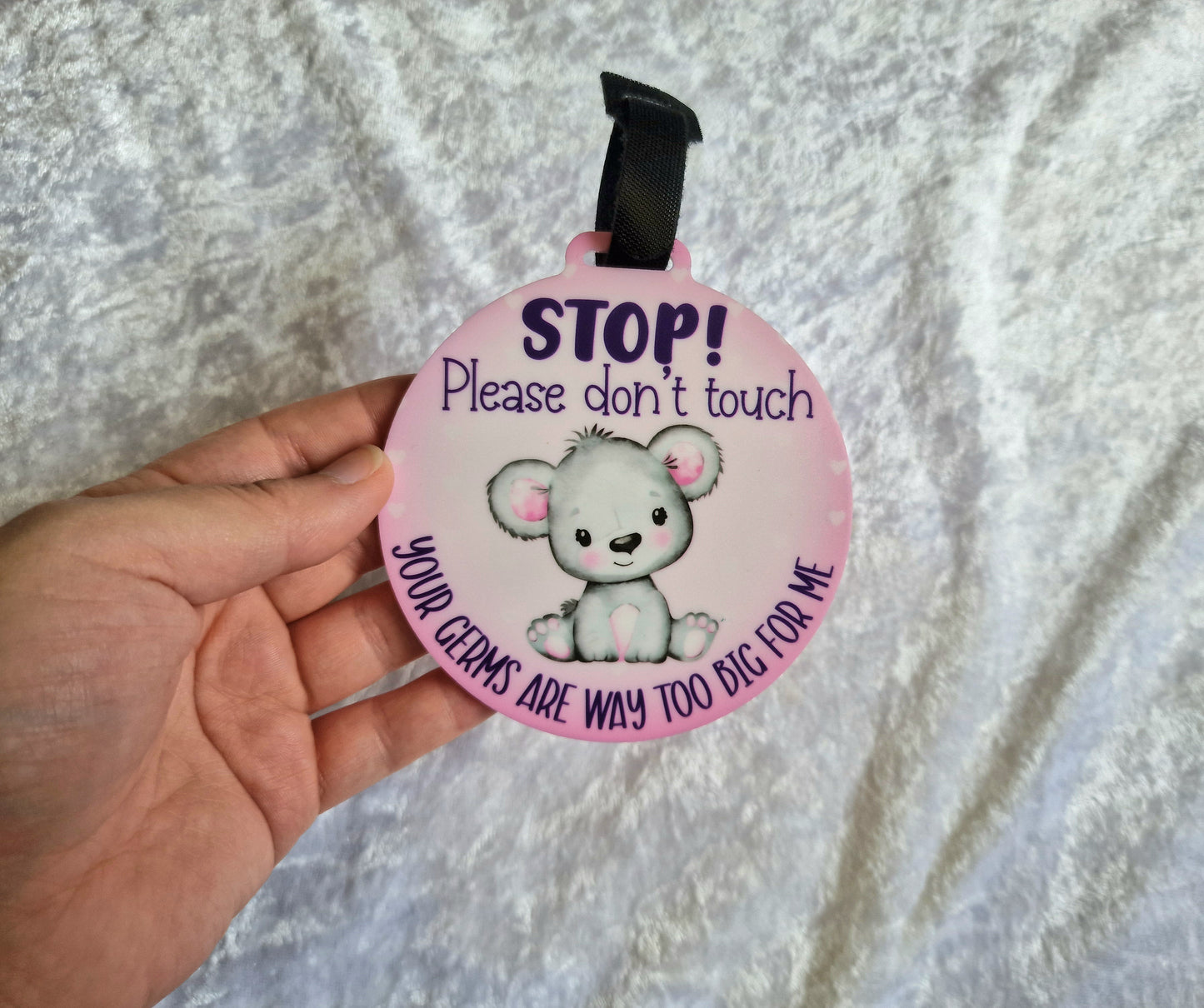 Pink Do Not Touch Pram Tag