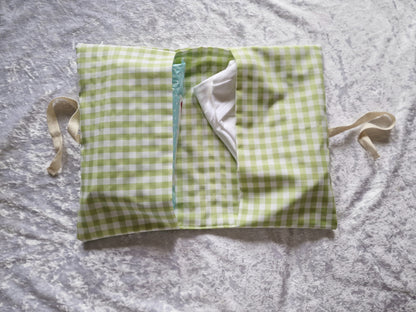 Green Gingham Nappy and Wipe Pouch